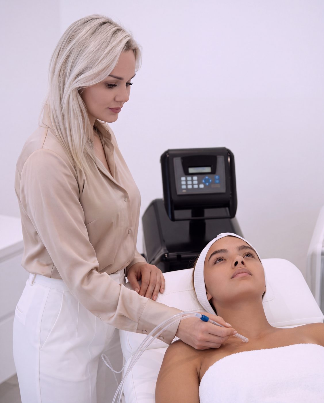 JetPeel-Behandlung am Décolleté im BELLADONNA Beauty Atelier