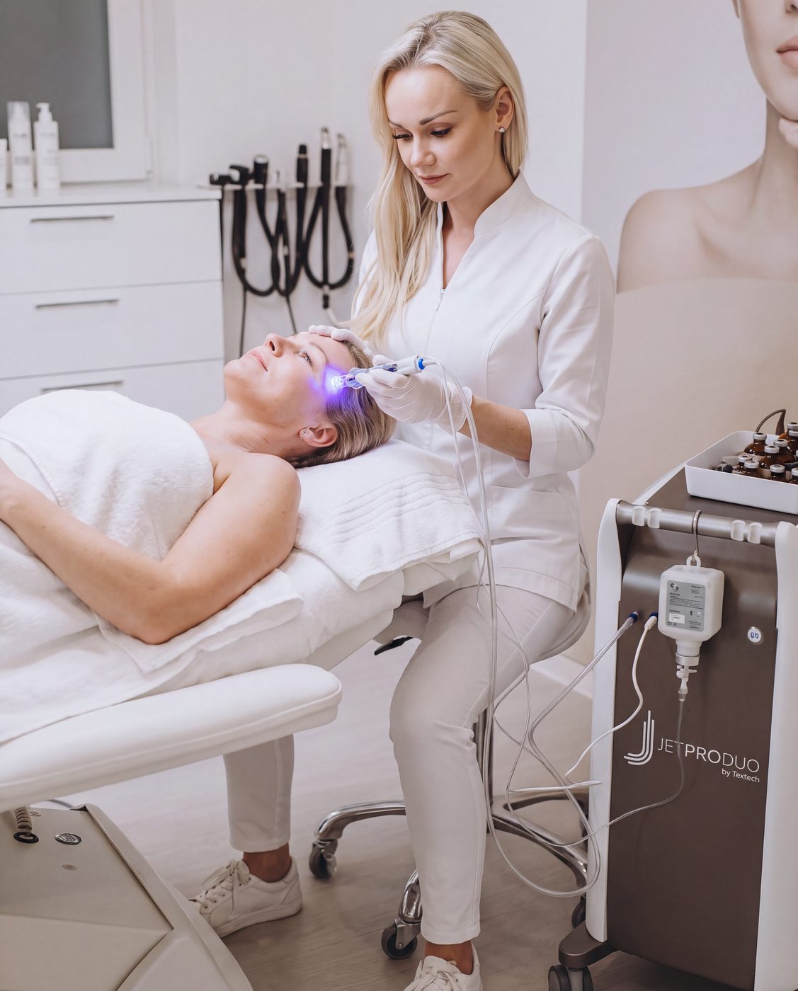 Inna Milovatski bei einer JetPeel-Behandlung mit dem JetPro Duo