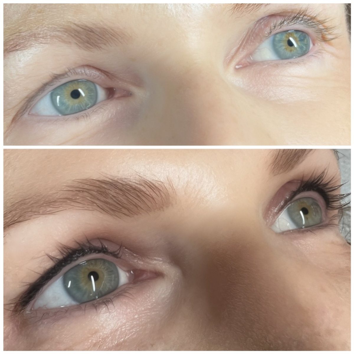 Wimpernkranz vor und nach der Pigmentierung
